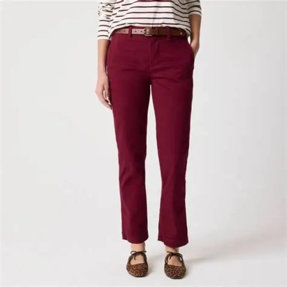 J. Crew High-Rise Girlfriend Chino Pant in Red